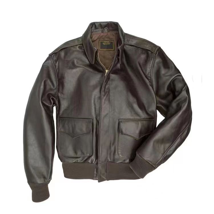 Herren Flugjacke aus hochwertigem Lammleder mit praktischen Taschen und elastischem Bündchen Drune