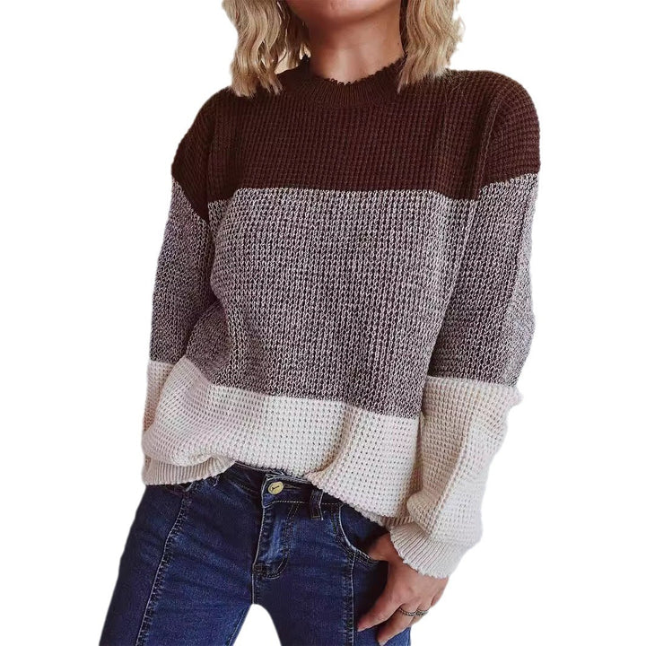 Damen lässiger Strickpullover mit großzügigem Muster und modernem Schnitt Drune