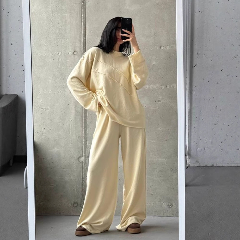 Damen lässiger Oversized Sweater und weite Sporthose Set Drune