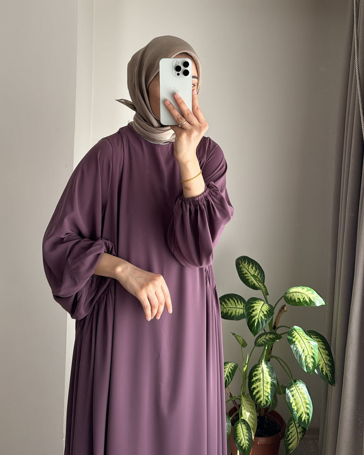 Damen elegantes Maxikleid mit voluminösen Ärmeln und fließendem Schnitt Drune