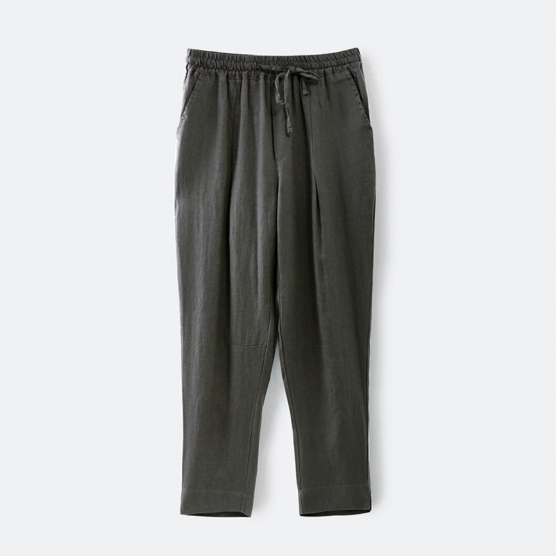 Damen lässige Leinenhose mit elastischem Bund und praktischen Seitentaschen Drune
