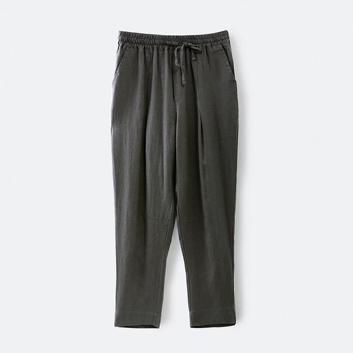 Damen lässige Leinenhose mit elastischem Bund und praktischen Seitentaschen Drune