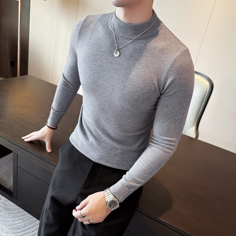 Herren modischer Pullover mit hohem Kragen und eleganter Passform Drune