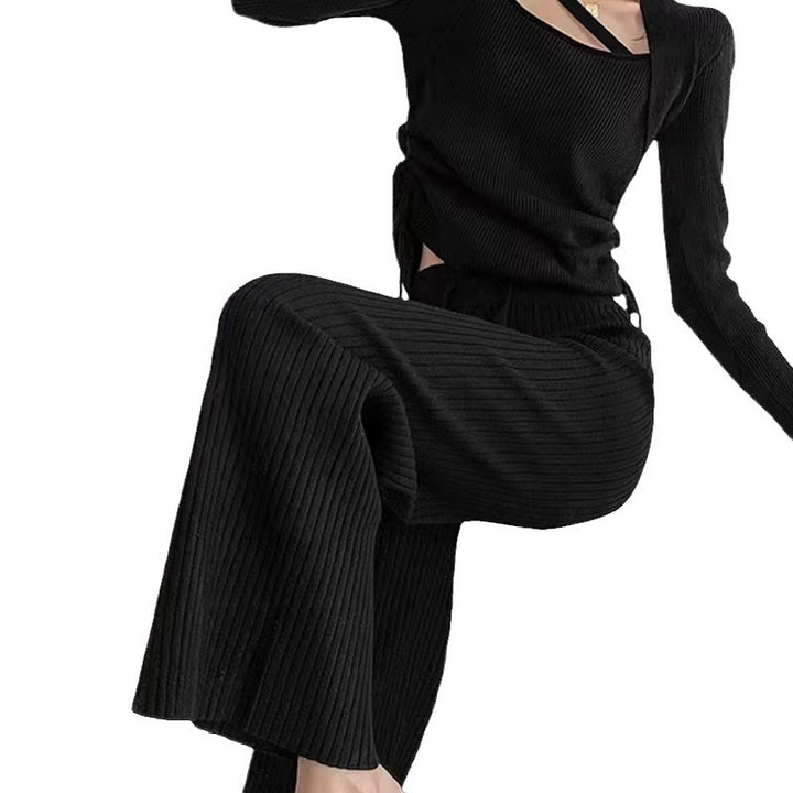 Damen Cross-over Pullover mit tiefem V-Ausschnitt und Rippstruktur Drune
