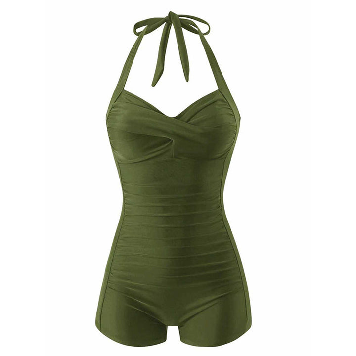 Damen Halterneck Badeanzug mit schmeichelnder Raffung Drune