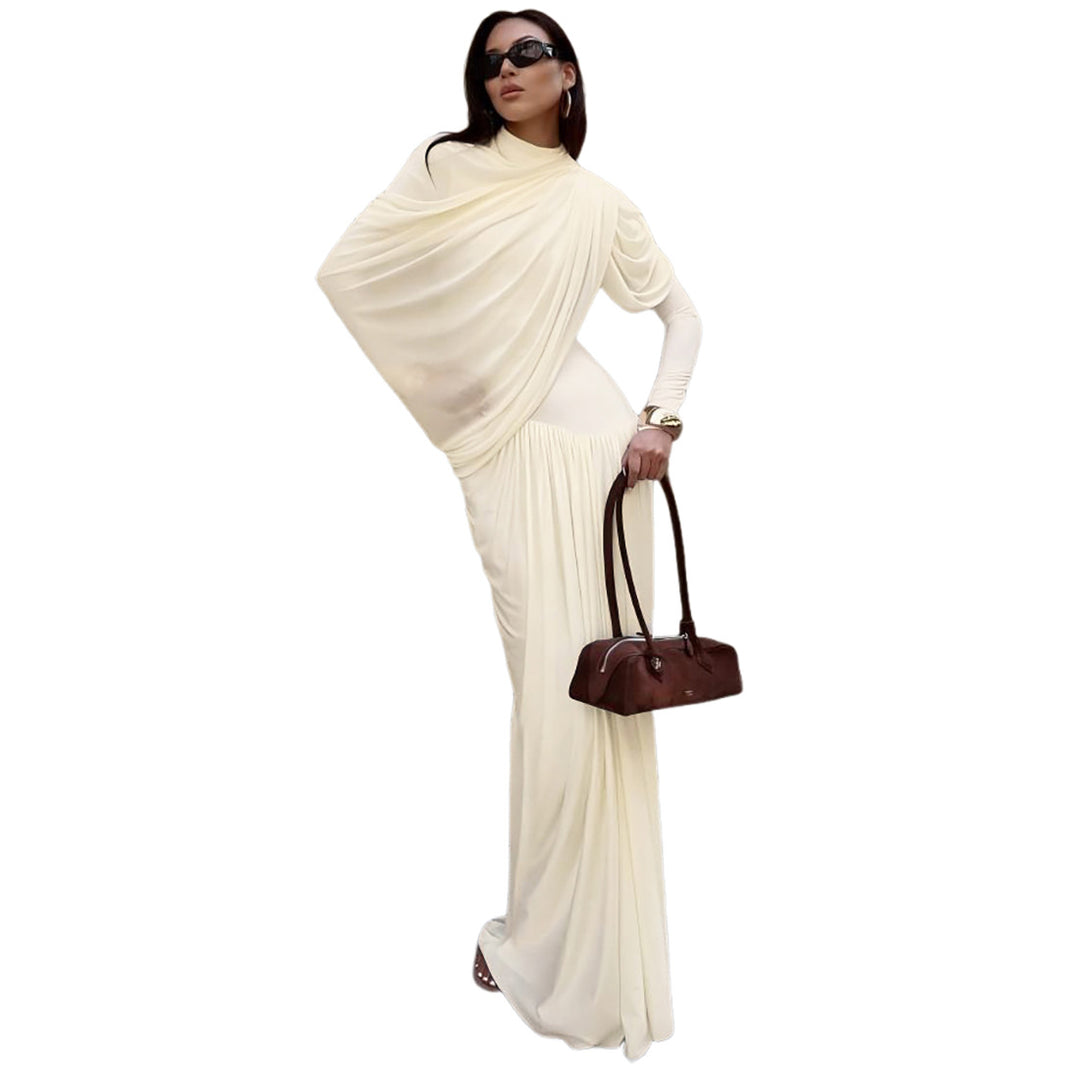 Damen Maxikleid mit innovativer Drapierung und elegantem Stoff Drune