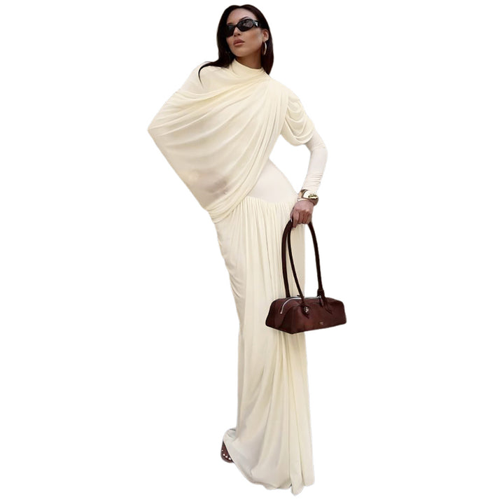 Damen Maxikleid mit innovativer Drapierung und elegantem Stoff Drune