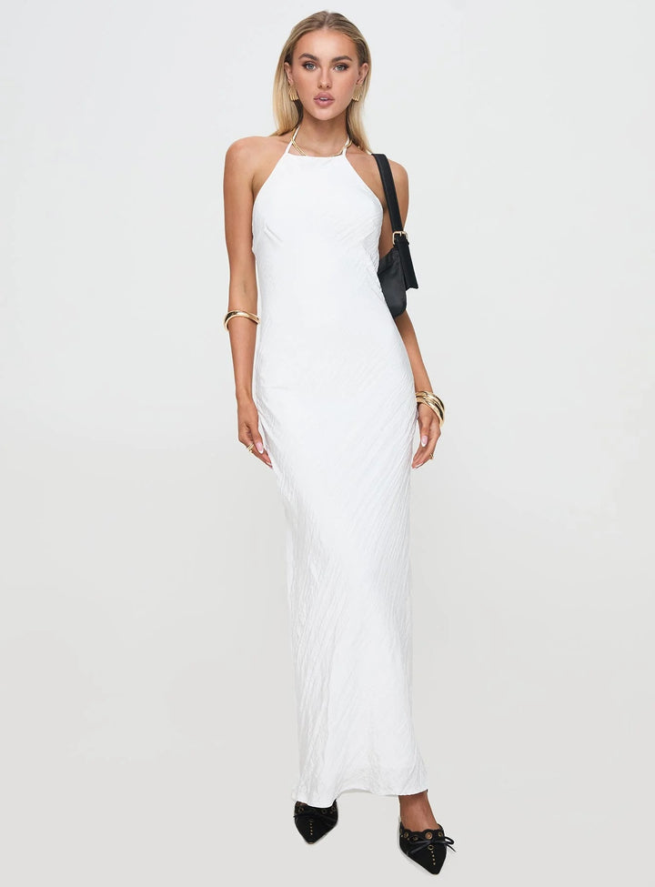 Damen Maxikleid mit elegantem Halsauschnitt und figurformendem Schnitt Drune