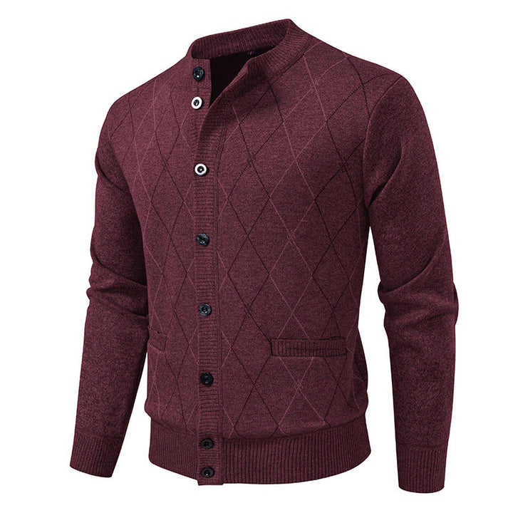 Herren Strickjacke mit modernen Rautenmustern und praktischen Taschen Drune