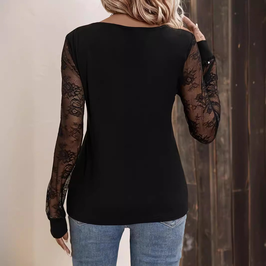 Drune | Patchwork Lockere Lange Ärmeln Schlankmachendes T-Shirt