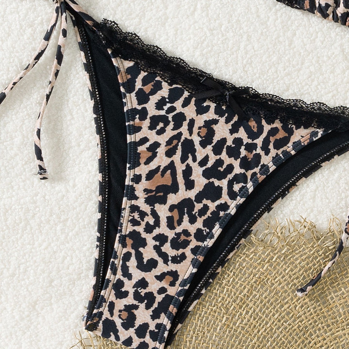 Damen Triangel-Bikini mit Spitzendetails und verstellbaren Trägern Drune
