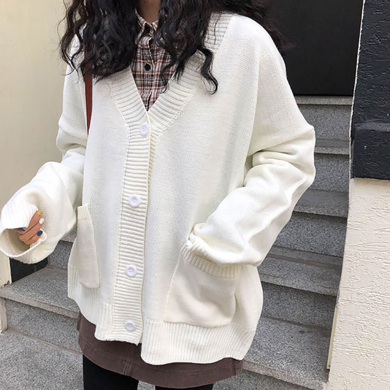 Damen lässiger Strickcardigan mit dekorativen Knopfdetails und oversized Passform Drune