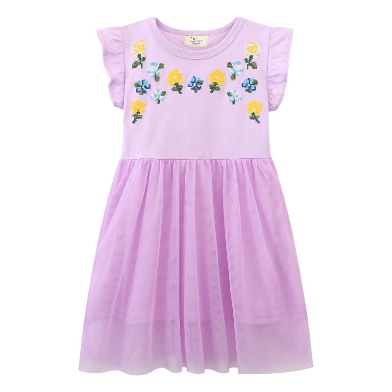 Mädchen Kleid mit zauberhaften Blumenapplikationen Drune