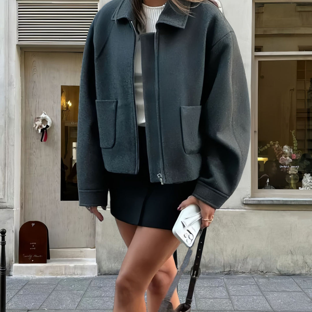 Damen lässige Oversize-Jacke mit praktischen aufgesetzten Taschen Drune