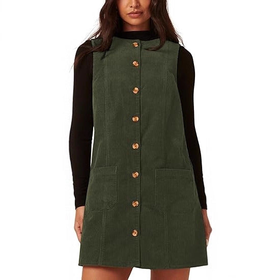Damen Knielanges Cordkleid mit Taschen Drune