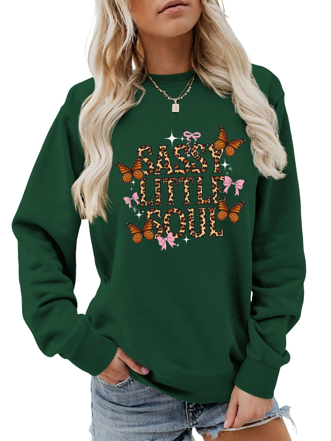 Damen Sweatshirt mit kunstvollem Schmetterlingsdesign Drune