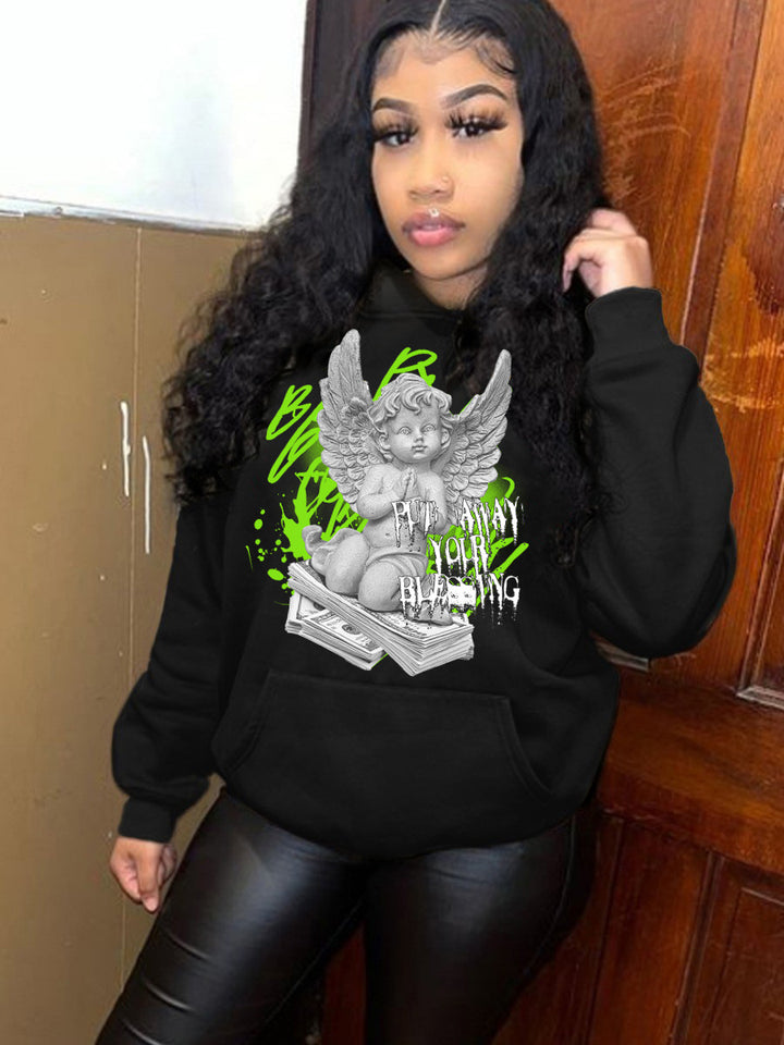 Damen Hoodie mit künstlerischem Engel-Design Drune