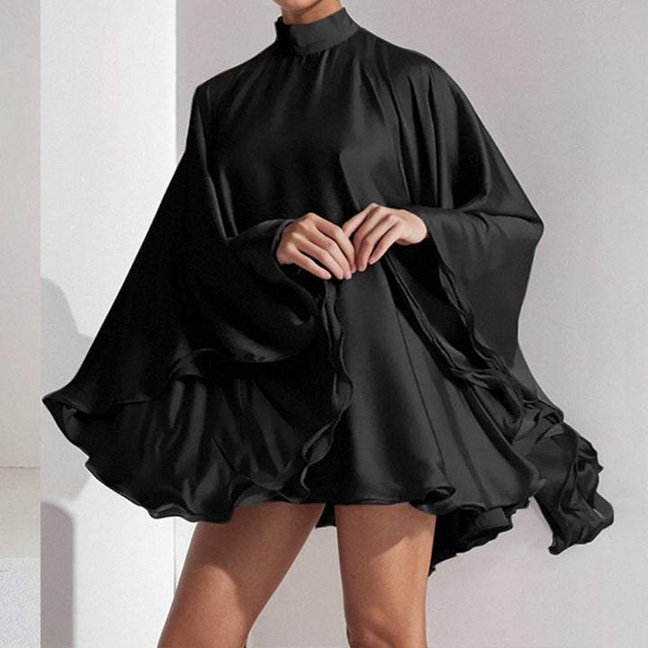 Damen Chices Minikleid mit voluminösen Ärmeln und elegantem Stehkragen Drune