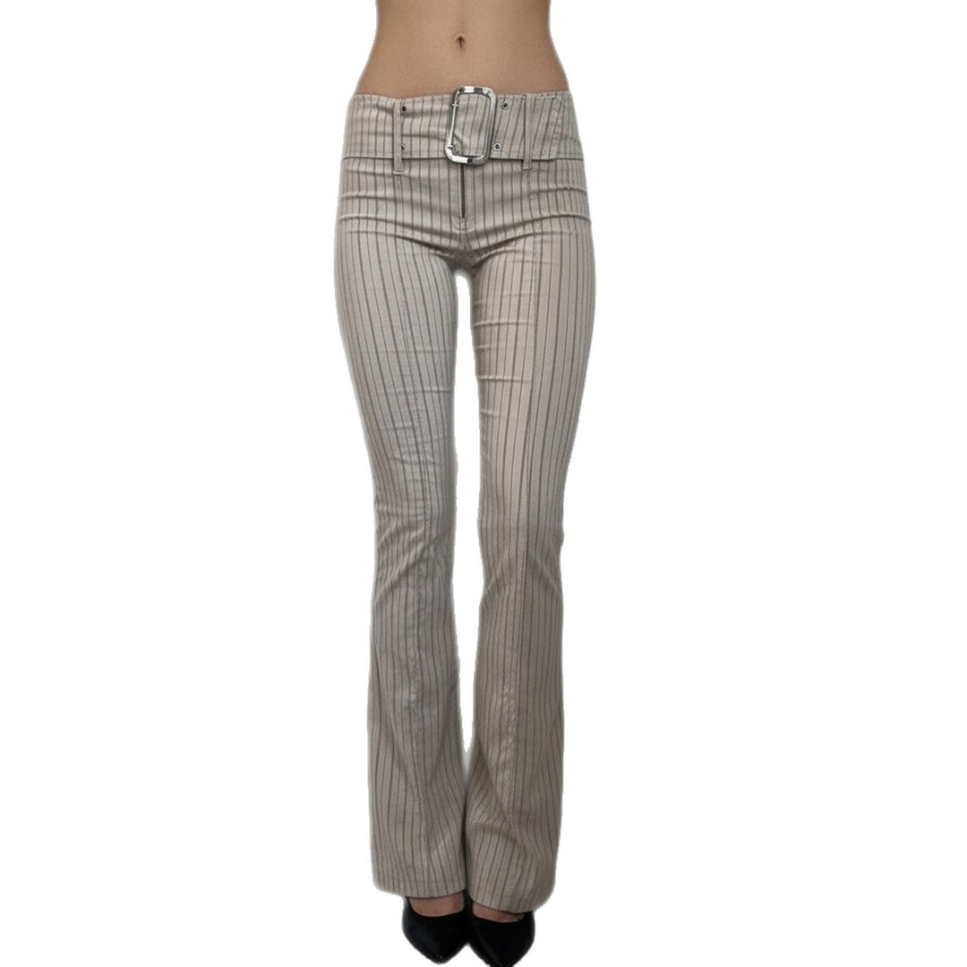 Damen Flared Hose mit eleganten Streifen und tailliertem Schnitt Drune
