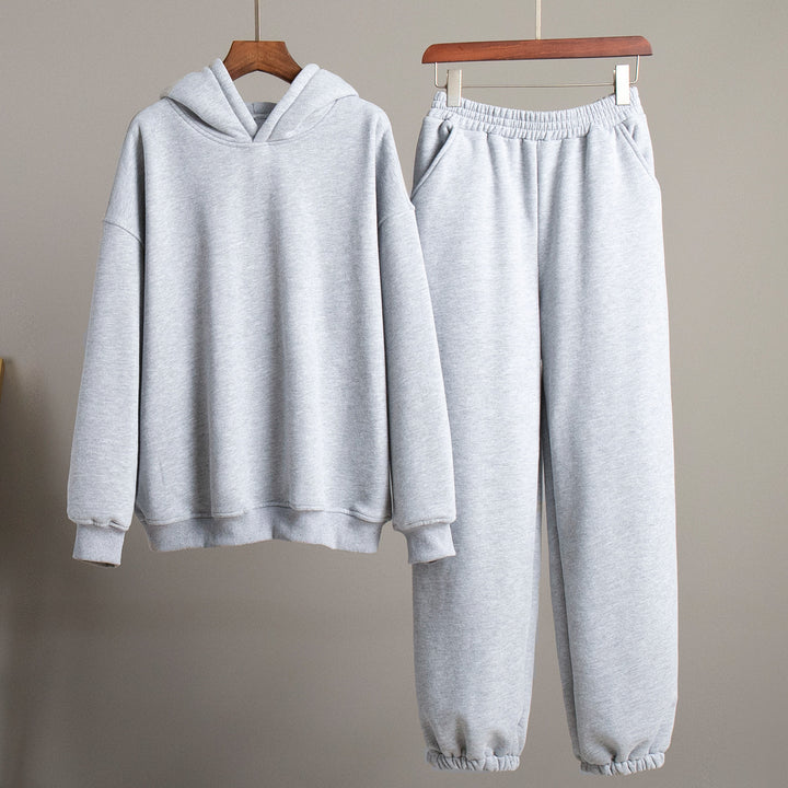 Damen Lässiges Sweatshirt- und Jogginghosen-Set mit Kapuze und elastischem Bund Drune