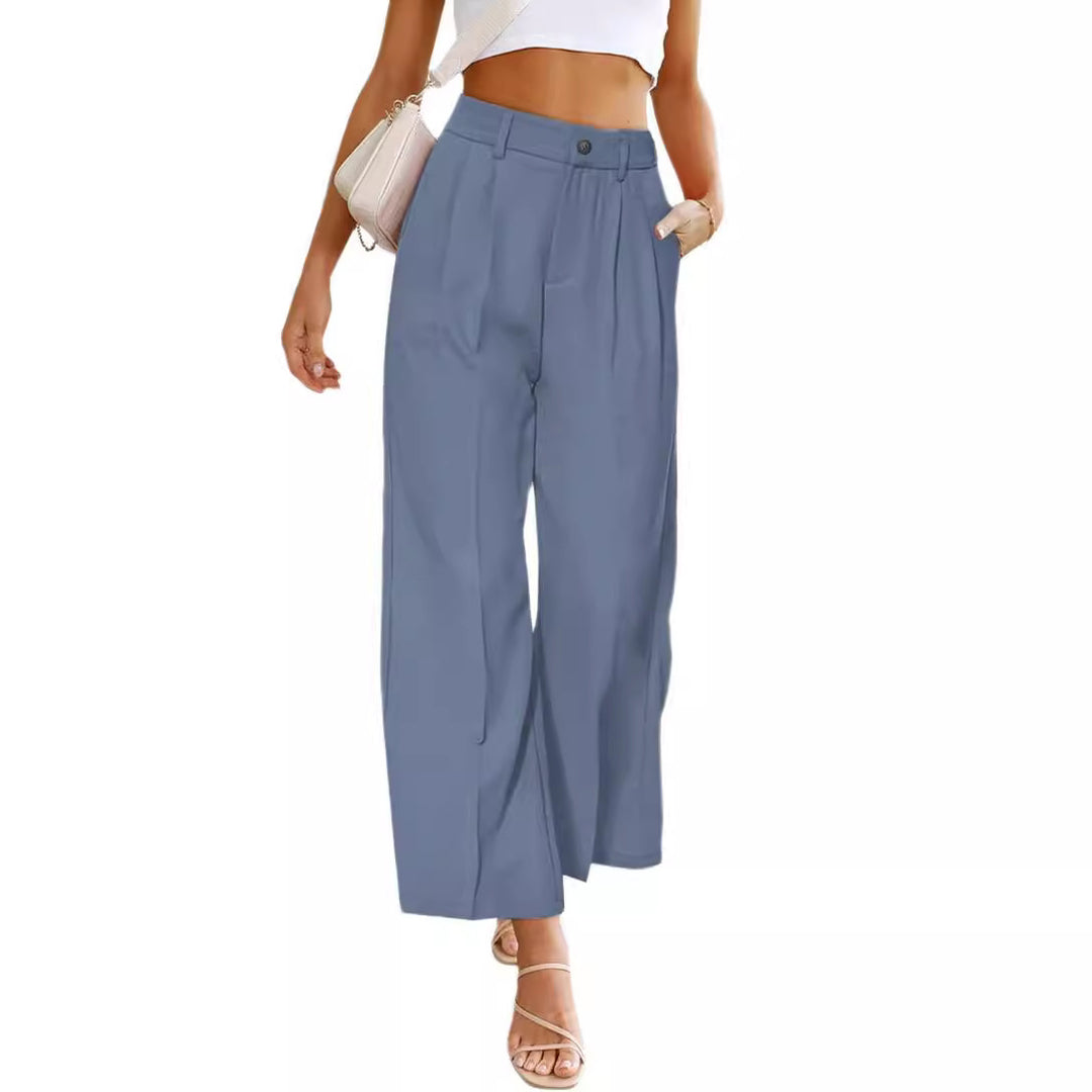 Damen Weit geschnittene Hochbundhose mit Falten und eleganter Passform Drune