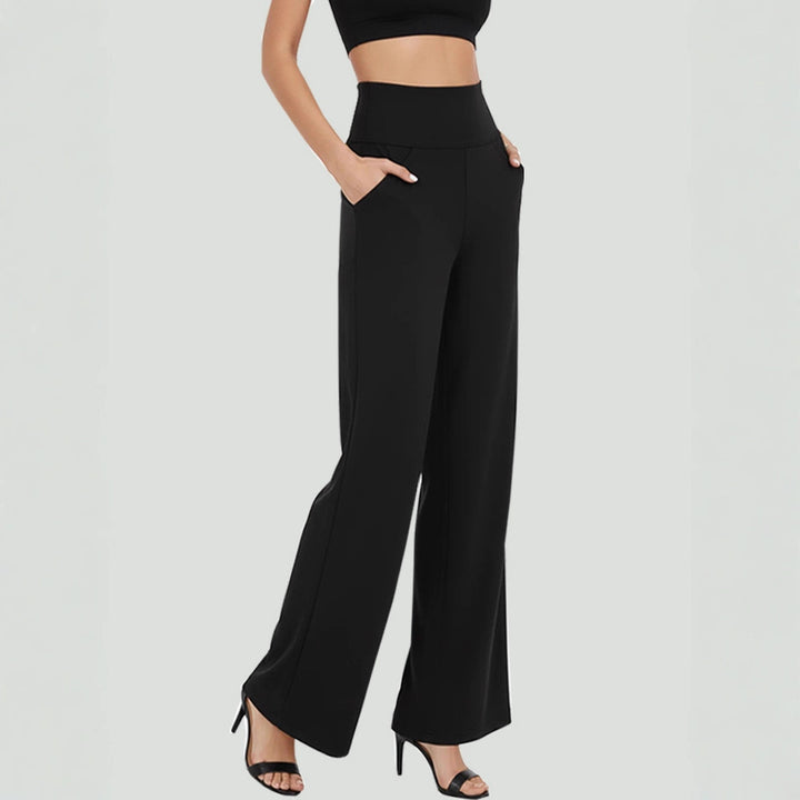 Damen Weit geschnittene Planzenhose mit hohem Bund und elastischem Taillenband Drune