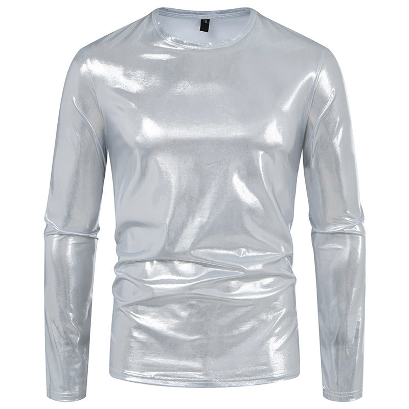 Herren stylisches Langarmshirt aus glänzendem Material Drune