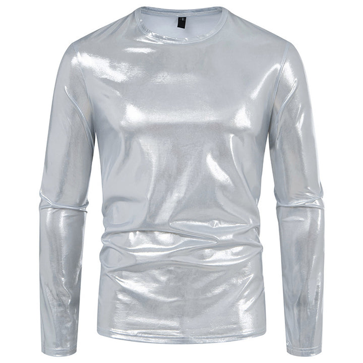 Herren stylisches Langarmshirt aus glänzendem Material Drune