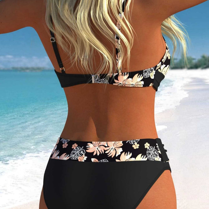Damen Wickel-Bikini-Set mit floralem Design und hohem Bund Drune