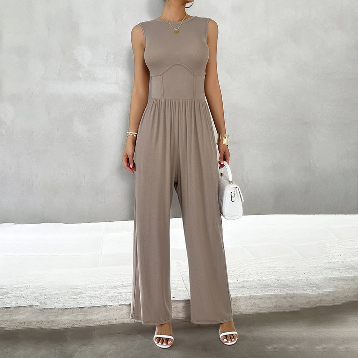 Damen Eleganter Jumpsuit mit tailliertem Schnitt und weitem Bein Drune