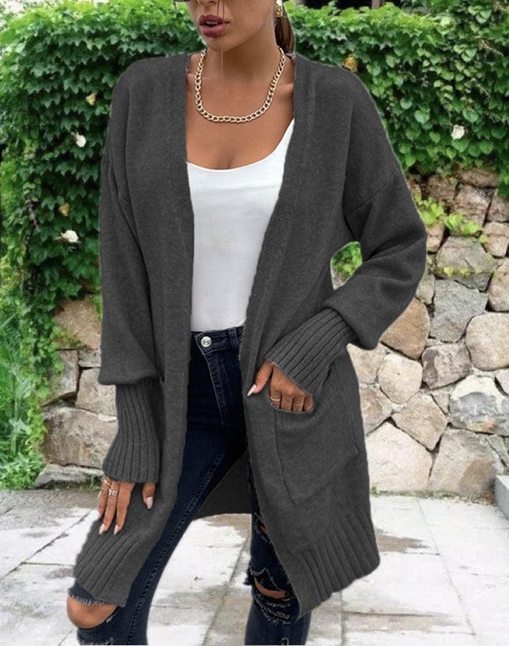 Damen Strickjacke mit geripptem Saum und praktischen Taschen Drune