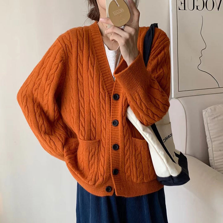 Damen Grobstrickjacke mit Zopfmuster und praktischen Taschen Drune