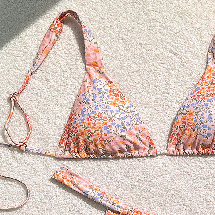 Damen Triangel-Bikini-Set mit zarten floralen Akzenten Drune