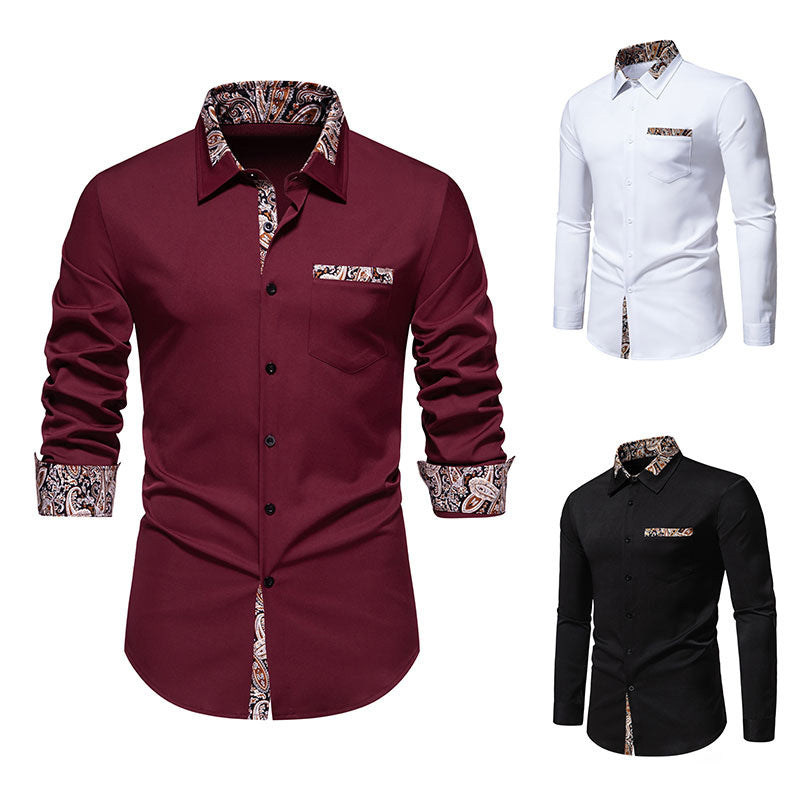 Herren Langarmhemd mit eleganten Paisley-Mustern Drune