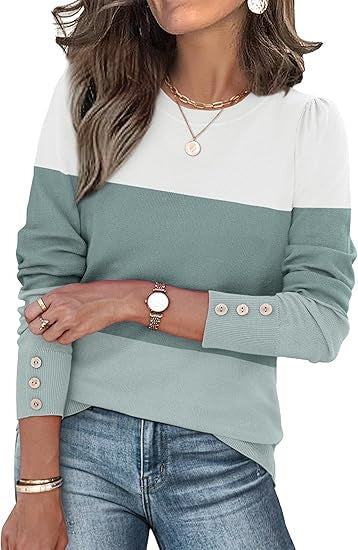 Damen lässiger Pullover mit Knopfdetails Drune