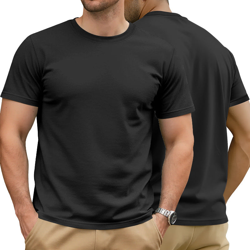 Herren nan Basic Kurzarm-T-Shirt aus hochwertigem Baumwollmix mit Rundhalsausschnitt, flachen Nähten und Regular Fit Drune
