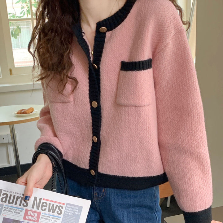 Damen Strickjacke mit hochwertigen Details und modischem Zwei-Farben-Design Drune