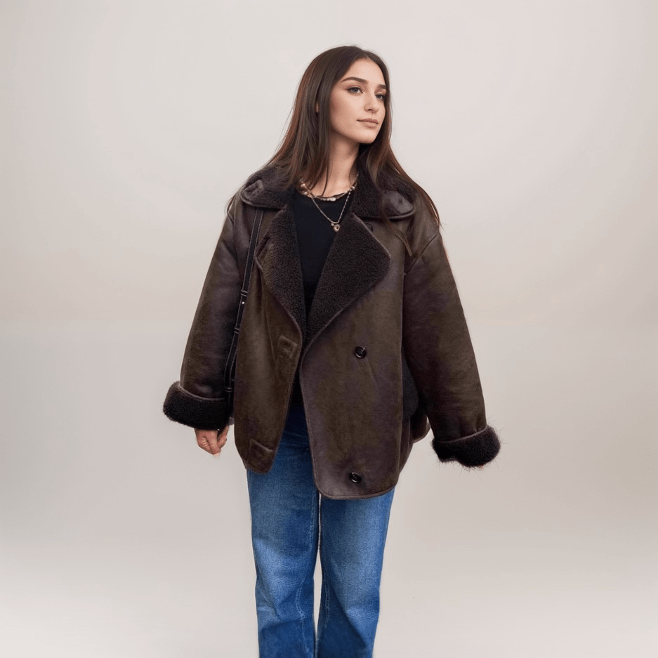Drune | Faux Shearling Jacke - Warm & Stilvoll - Lederlook - Winter-Essential