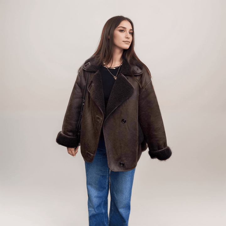 Drune | Faux Shearling Jacke - Warm & Stilvoll - Lederlook - Winter-Essential