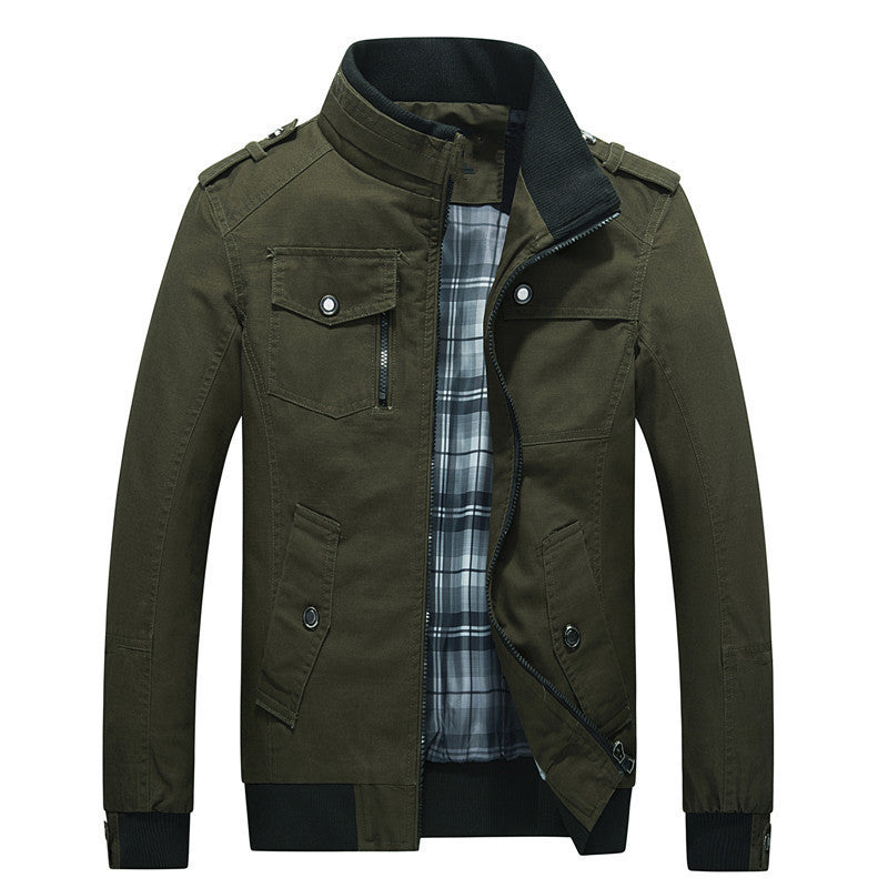 Herren nan leichte Canvas-Fieldjacke mit gesteppter Innenfütterung, Schulterklappen und kontrastierendem Rippbund Drune