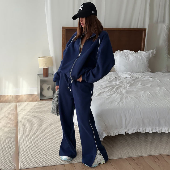 Damen Sportliche Sweatjacke und Jogginghose-Set Drune