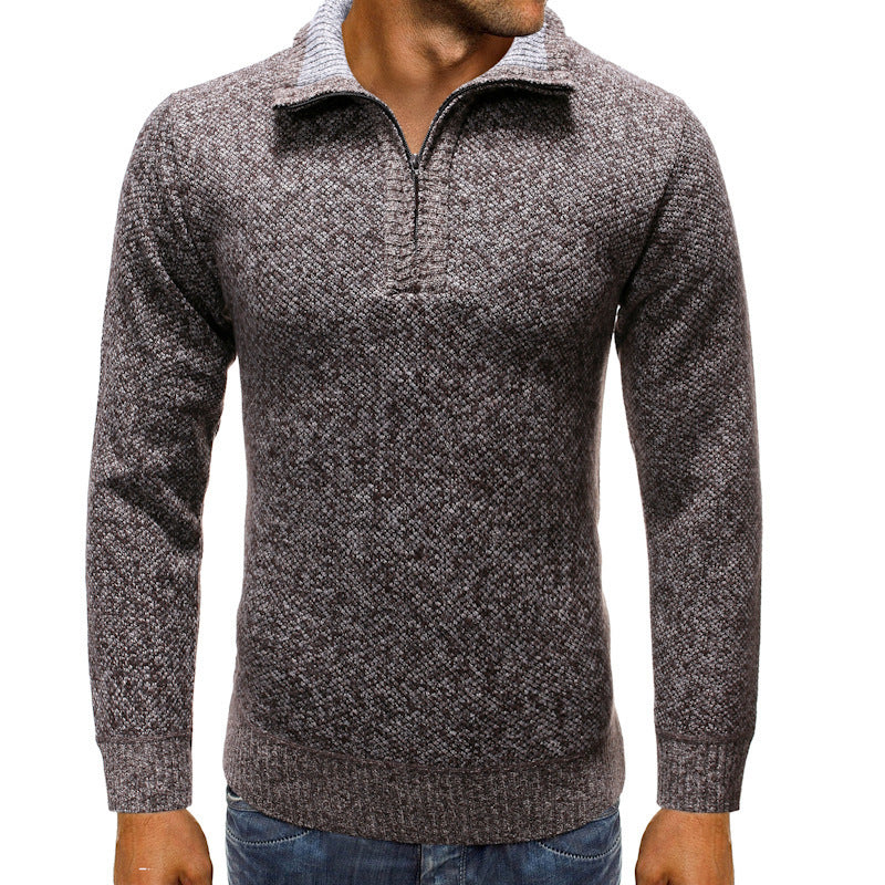Herren luxuriöser Strickpullover mit modernem Stehkragen und Reißverschluss Drune