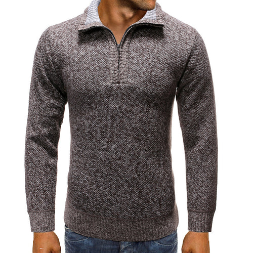 Herren luxuriöser Strickpullover mit modernem Stehkragen und Reißverschluss Drune
