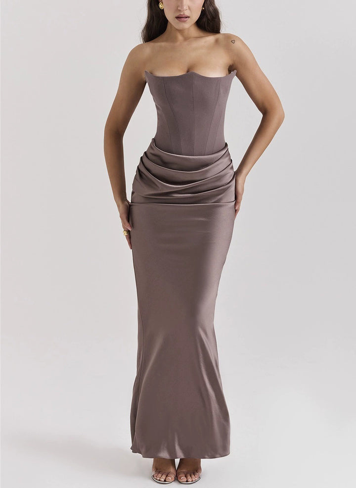 Damen elegantes, figurbetontes Abendkleid mit raffiniertem Taillendetail Drune
