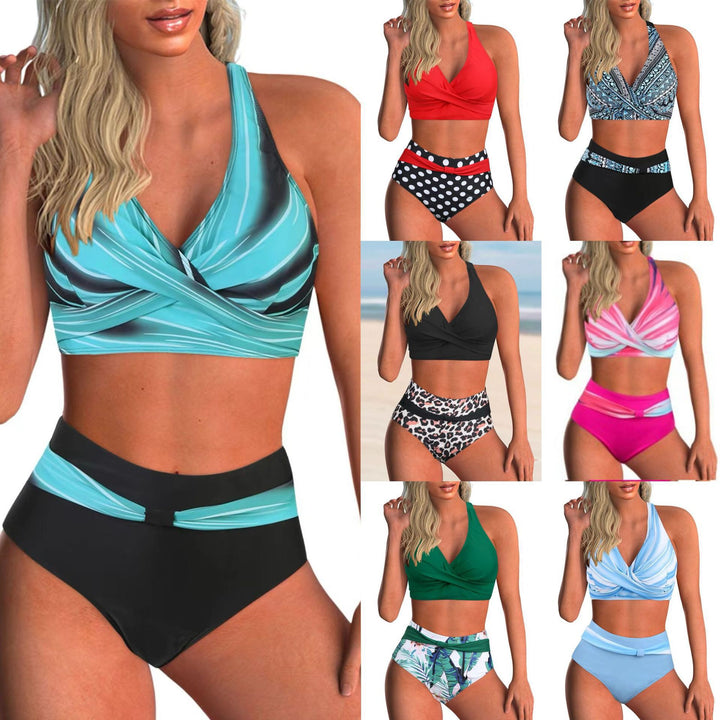 Damen Hoch geschnittenes Bikini-Set mit kreativem Schnitt Drune