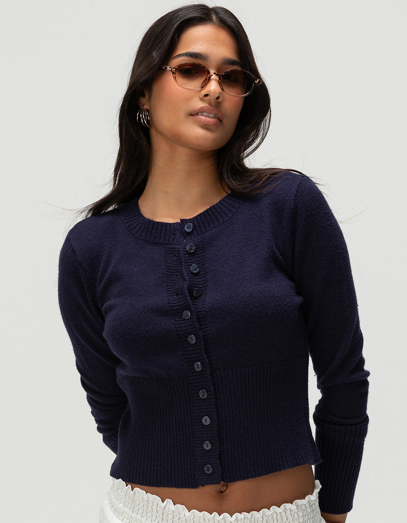 Damen Strickjacke mit kontrastierenden Knopfdetails Drune