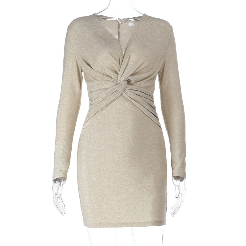 Damen figurbetontes Wickelkleid mit elegantem Schnitt und schimmerndem Effekt Drune