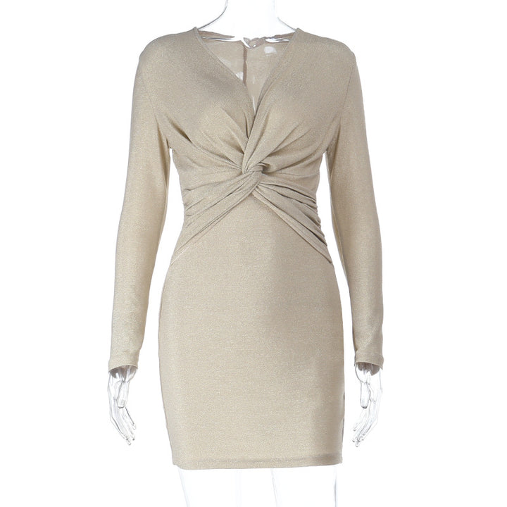 Damen figurbetontes Wickelkleid mit elegantem Schnitt und schimmerndem Effekt Drune