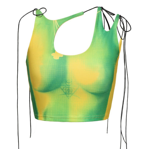 Damen Crop-Top mit asymmetrischem Dekolleté und verstellbaren Trägern Drune
