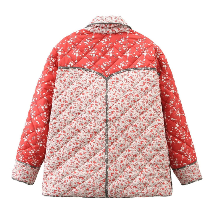 Damen gesteppte Blazerjacke mit floralem Muster Drune
